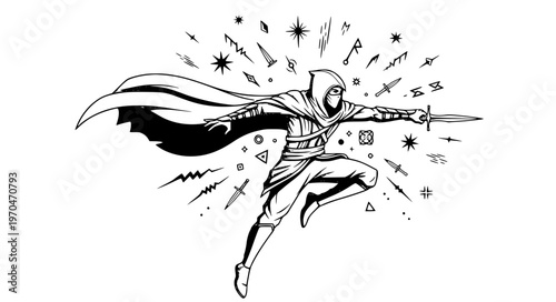 Assassin Vector with Symbol Explosion Effect and Dynamic Energy Composition