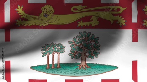 Waving Flag of Prince Edward Island Slow Motion Close Up