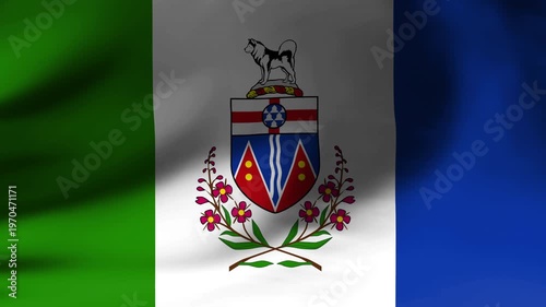 Waving Flag of Yukon Canada Slow Motion Close Up