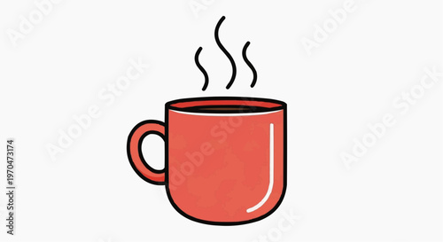 A steaming hot coffee cup, a cozy start to the day. The simple design of the cup adds to its appeal