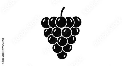 A dark bunch of grapes depicted in a striking black silhouette