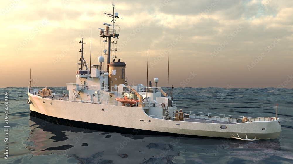 Naklejka premium 艦艇 3DCGレンダリング