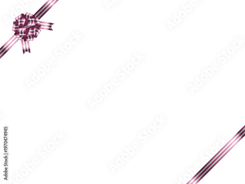 リボン花、縞、斜F、3ピンク