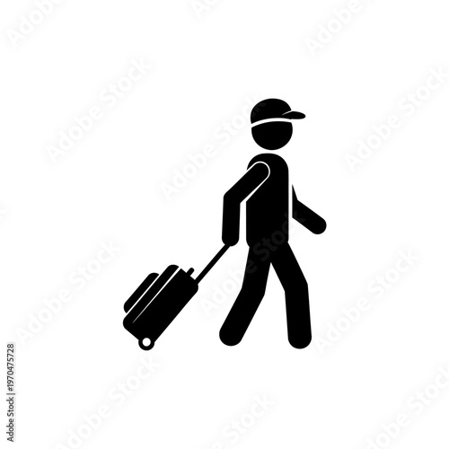 Traveler with luggage walking, representing journey and adventure, ready for exploration