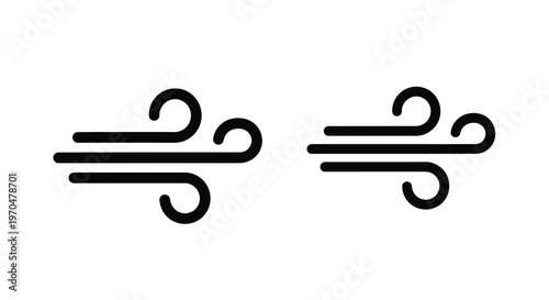 Minimalist wind swirl symbols presented as bold graphic silhouettes