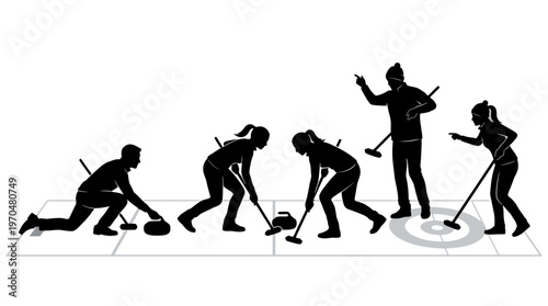 Silhouettes Showing Human Evolution Progression from Prone to Upright Figures.