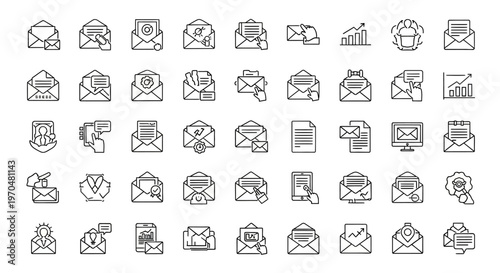 Collection of Email and Communication Icons for Digital Messaging. Vector Icon. EPS Editable