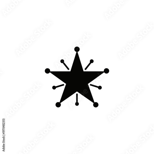 Classic Sheriff Star Badge Icon Design with Radiant Sparkle Effect, Symbolizing Authority, Achievement, and Recognition for Web and Graphic Projects