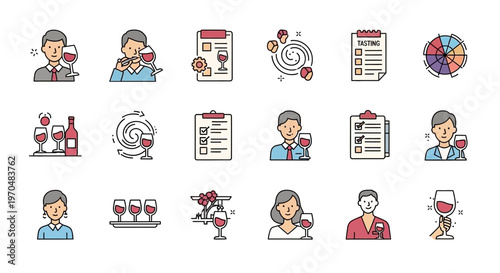 People enjoying wine and documents. Vector Icon. EPS Editable