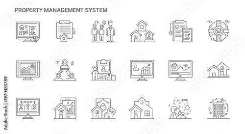 Property Management System Icons and Illustrations. Vector Icon. EPS Editable