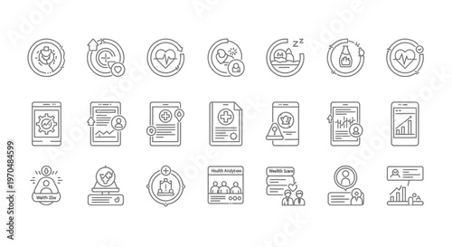 Set of medical and healthcare related line icons for mobile apps and web design. Vector Icon. EPS Editable
