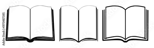 Large language model book icon set with solid black icon symbol on white background featuring book, AI, technology with knowledge and digital