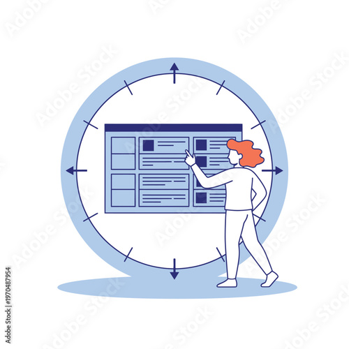 Person Interacting with Digital Interface on a Timeline.