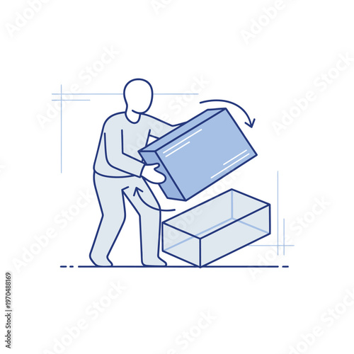 Person lifting and placing a rectangular object.