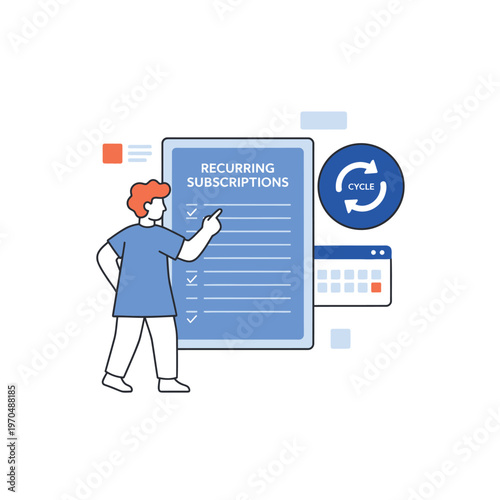 Person managing recurring subscriptions on a digital tablet.