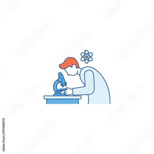 Scientist examining sample under microscope in laboratory setting.