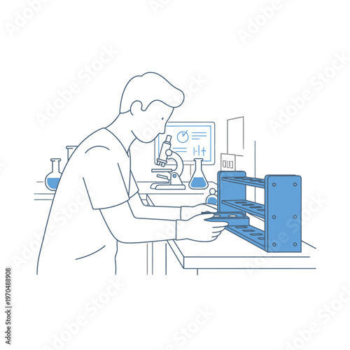 Scientist working diligently in a modern laboratory setting.