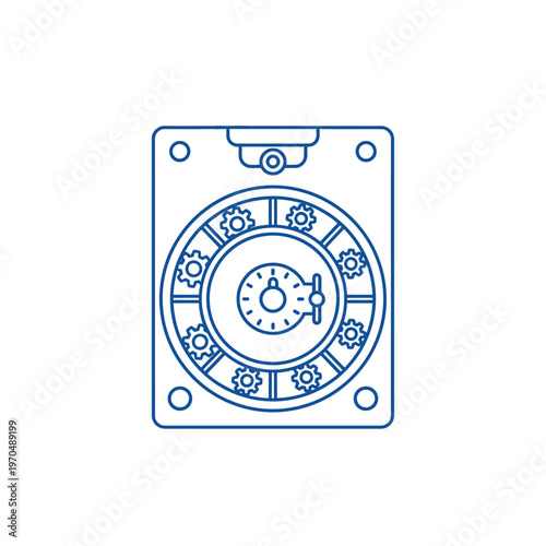 Secure Data Storage Hard Drive Vault Icon.