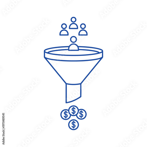 Sales Funnel Concept Illustrating Lead Conversion to Revenue.