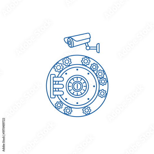 Secure Vault Door with Surveillance Camera and Gears.