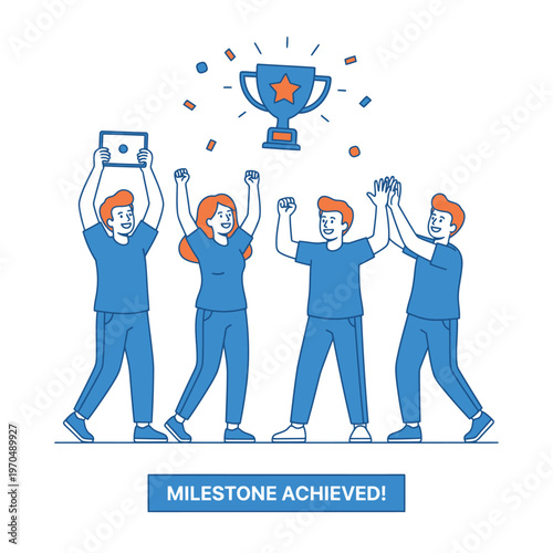 Team celebrating achieving a significant milestone together.
