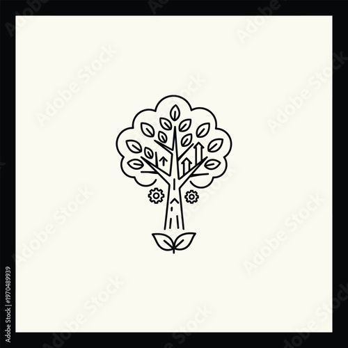 Stylized Tree of Life with Symbolic Elements.