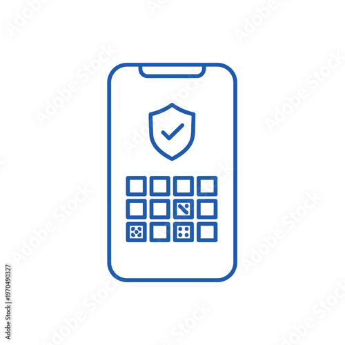 Smartphone security icon with shield and keypad illustration.