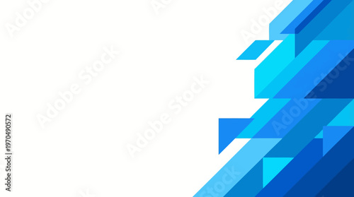 Abstract Blue Geometric Shapes with Angular Mosaic and Gradient Design.