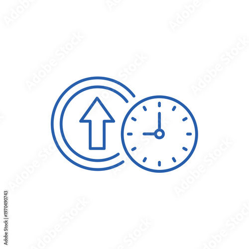 Time Management and Efficiency Icon with Upward Arrow.
