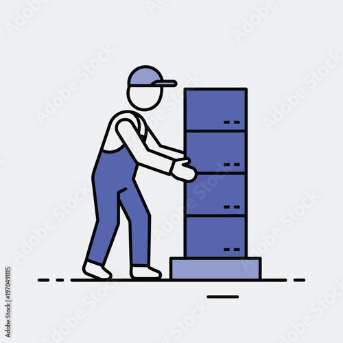 Warehouse worker stacking boxes on a pallet.