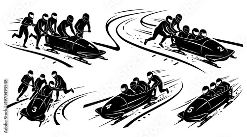 Rowers in a Competitive Team Boat Sprint on the River.