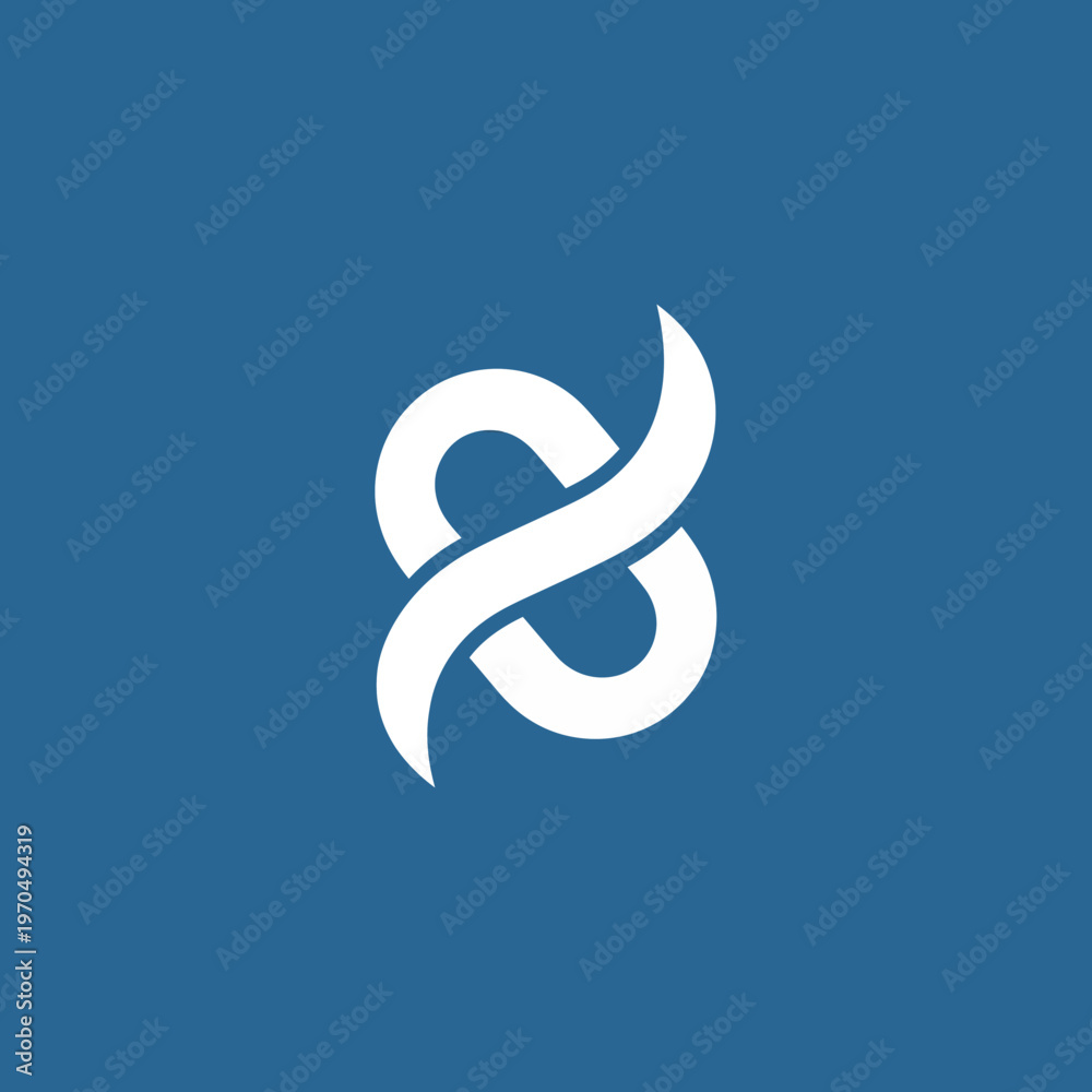 Obraz premium Abstract white infinity symbol on blue background.