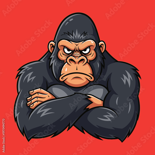 Cartoon gorilla with angry expression.