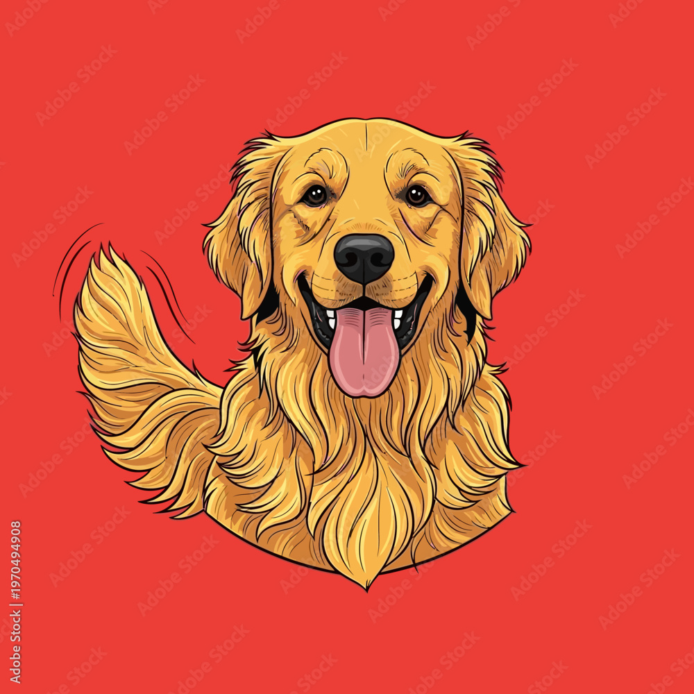 Ταπετσαρία Golden Retriever Dog Smiling Face Portrait.