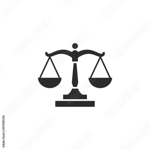 Black silhouette of scales of justice on a white background