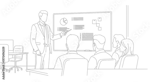 Businessman giving presentation to colleagues.