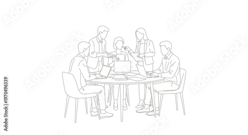 Group of people sitting around table.