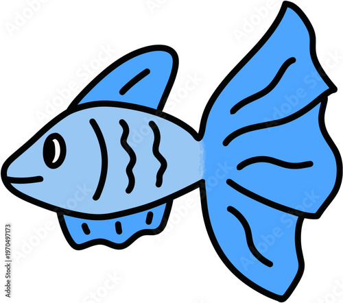 Cute angelfish doodle style vector illustration isolated on white