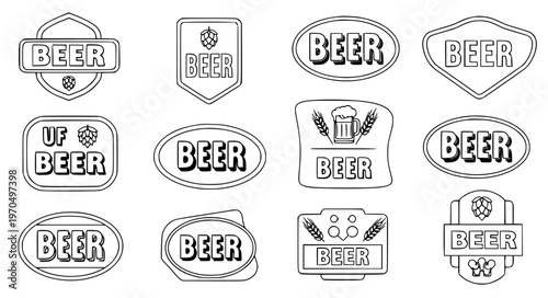 Retro Beer Label Vector with 70s 80s Style Funky Typography and Vintage Badges