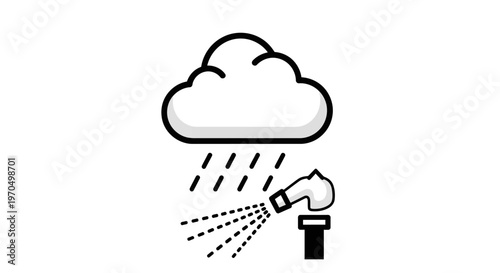 Rain Cloud Sprinkler System Icon Black.