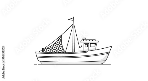 Small fishing boat on water surface.