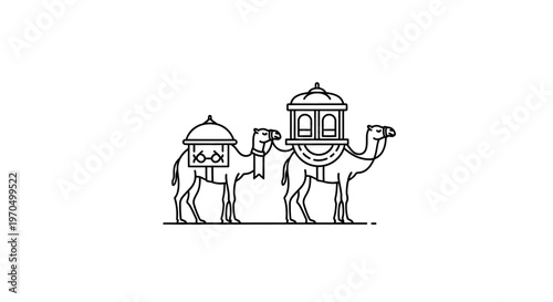 Two Camels with Riding Seats.