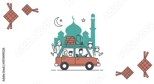 People in a car celebrating Eid.