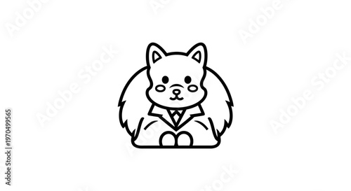 Cute Cartoon Dog Wearing Suit.