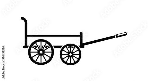 Vintage wooden cart with wheels.