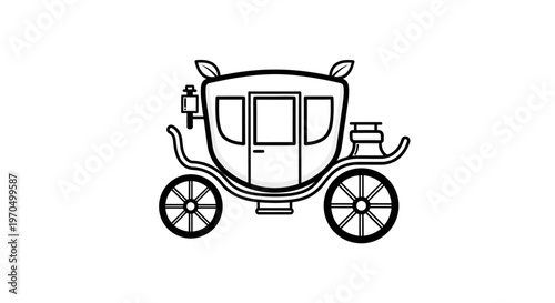 Vintage Horse Drawn Carriage Illustration.
