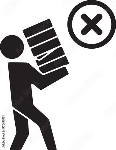 Heavy load carrying with warning sign