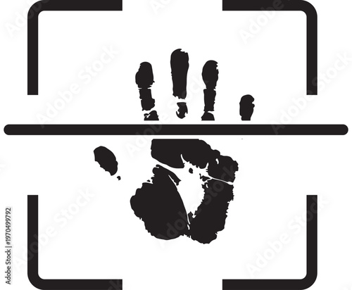 Handprint scanner icon, biometric identification concept