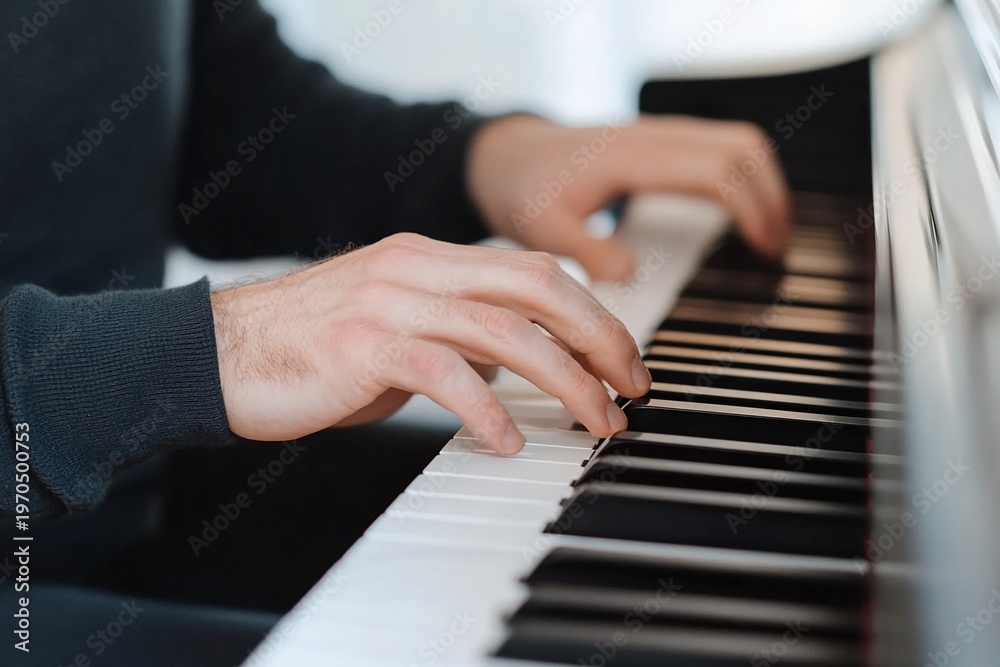 Obraz premium Person playing piano keyboard instrument.