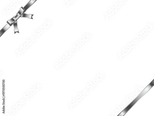 リボン蝶、縁、斜F、2銀